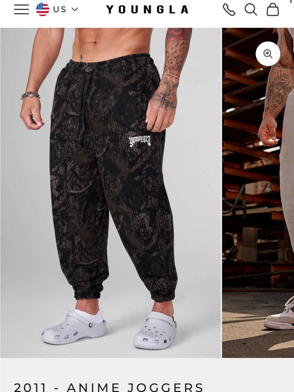 YoungLA Black Camo Print Joggers
